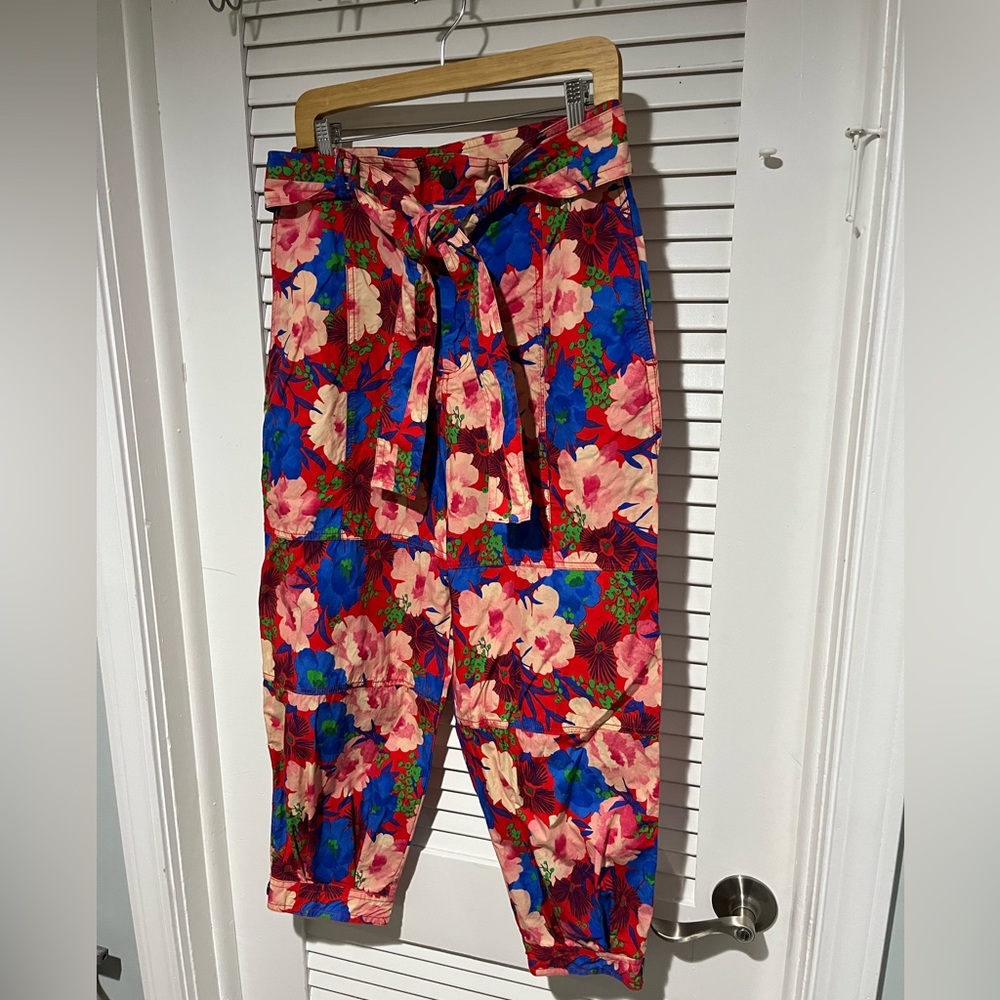 ZARA Graphic Print Tie Waist Pants L